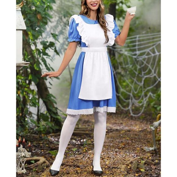 NEW Spadehill Blue White Princess Costume Dress Only L NO APRON - Picture 3 of 7